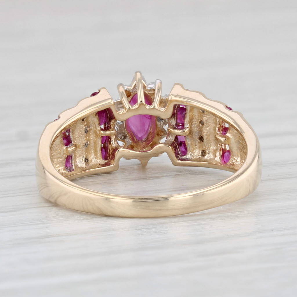 Light Gray 0.43ctw Marquise Ruby Diamond Halo Ring 10k Yellow Gold Size 7.5