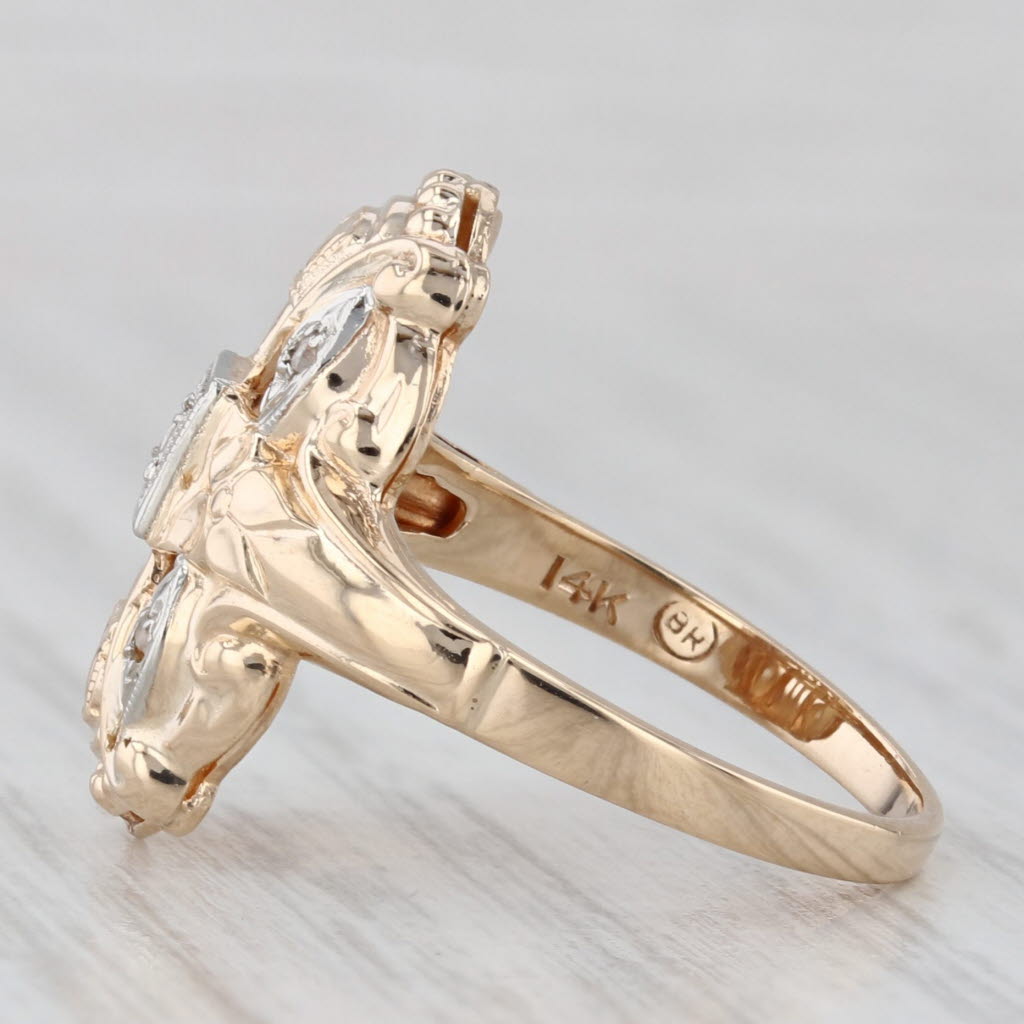 Light Gray Vintage Diamond Ring 14k Yellow Gold Size 5.75