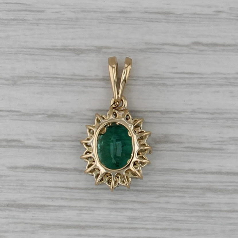 2.70ctw Oval Emerald Diamond Halo Pendant 14k Yellow Gold