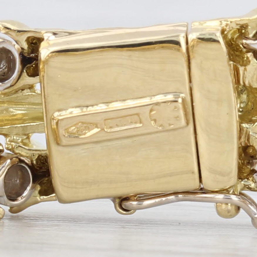 Tan Vintage 0.70ctw Diamond Bamboo Link Bracelet 18k Yellow Gold 6.5"