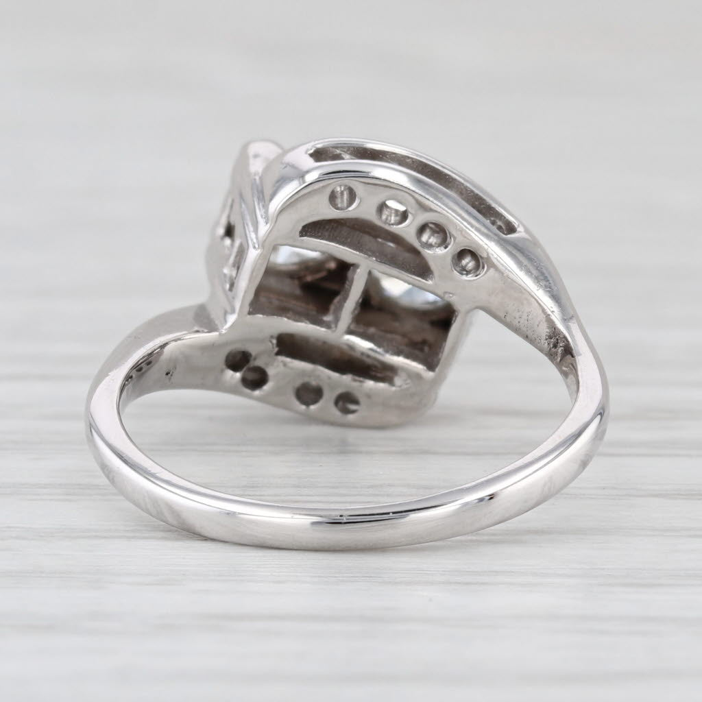 Vintage 1.05ctw Diamond Bypass Ring 14k White Gold Size 6.25 Anniversary