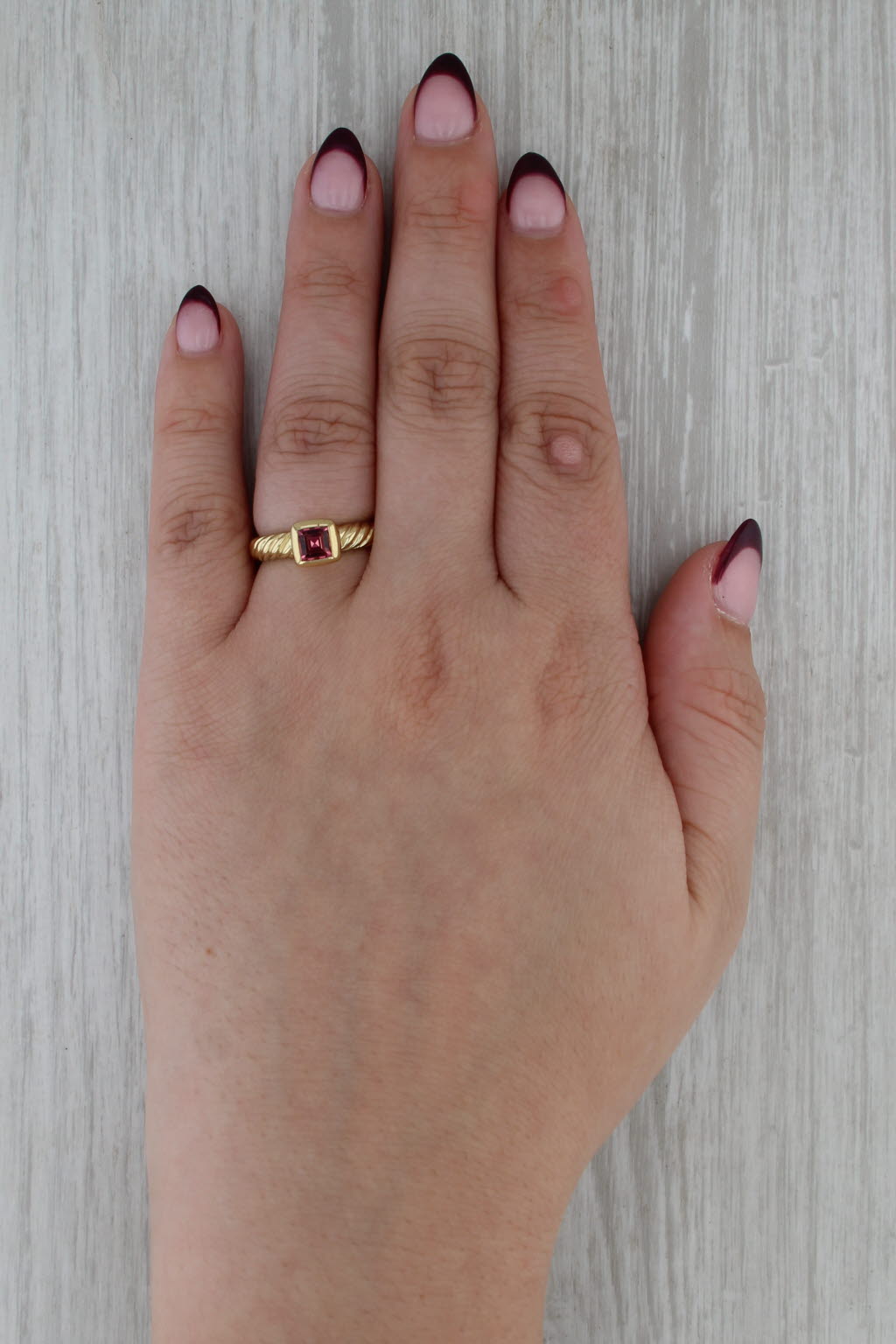 David Yurman 0.60ctw Pink Tourmaline Solitaire Ring 18k Yellow Gold Size 6