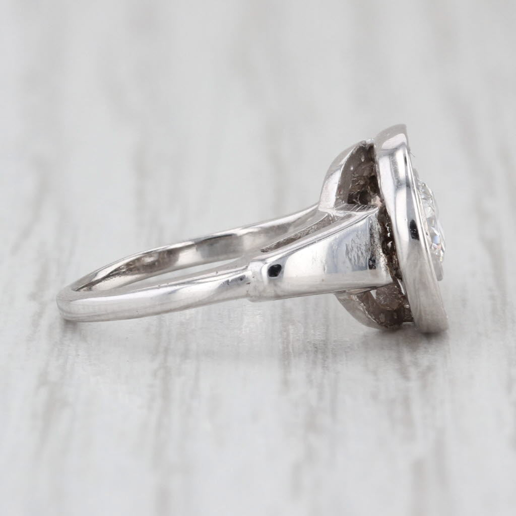 0.59ctw Diamond Teardrop Halo Ring 14k White Gold Size 4.25