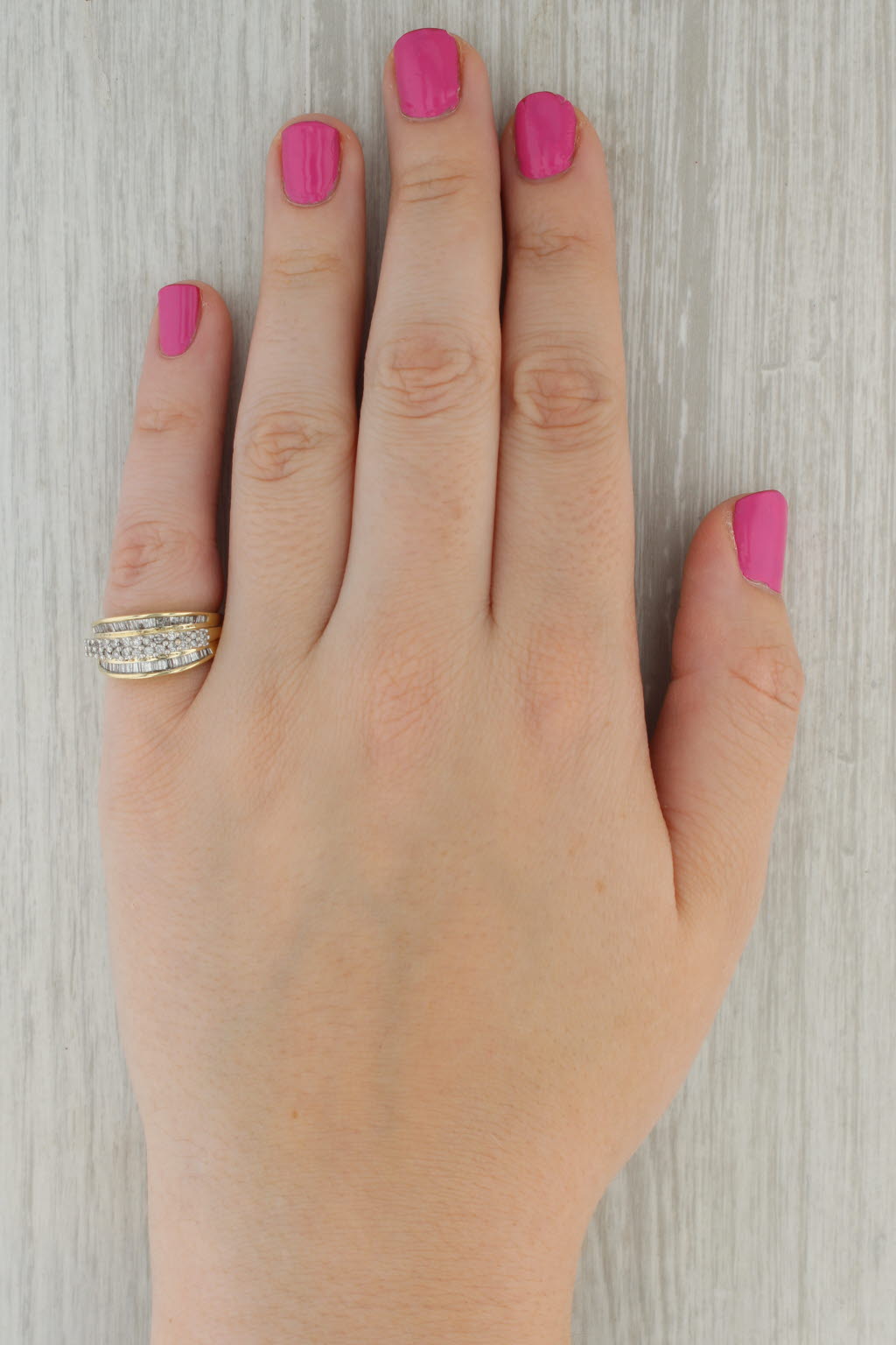 Rosy Brown 0.64ctw Diamond Cluster Ring 10k Yellow Gold Size 5.5 Anniversary Band