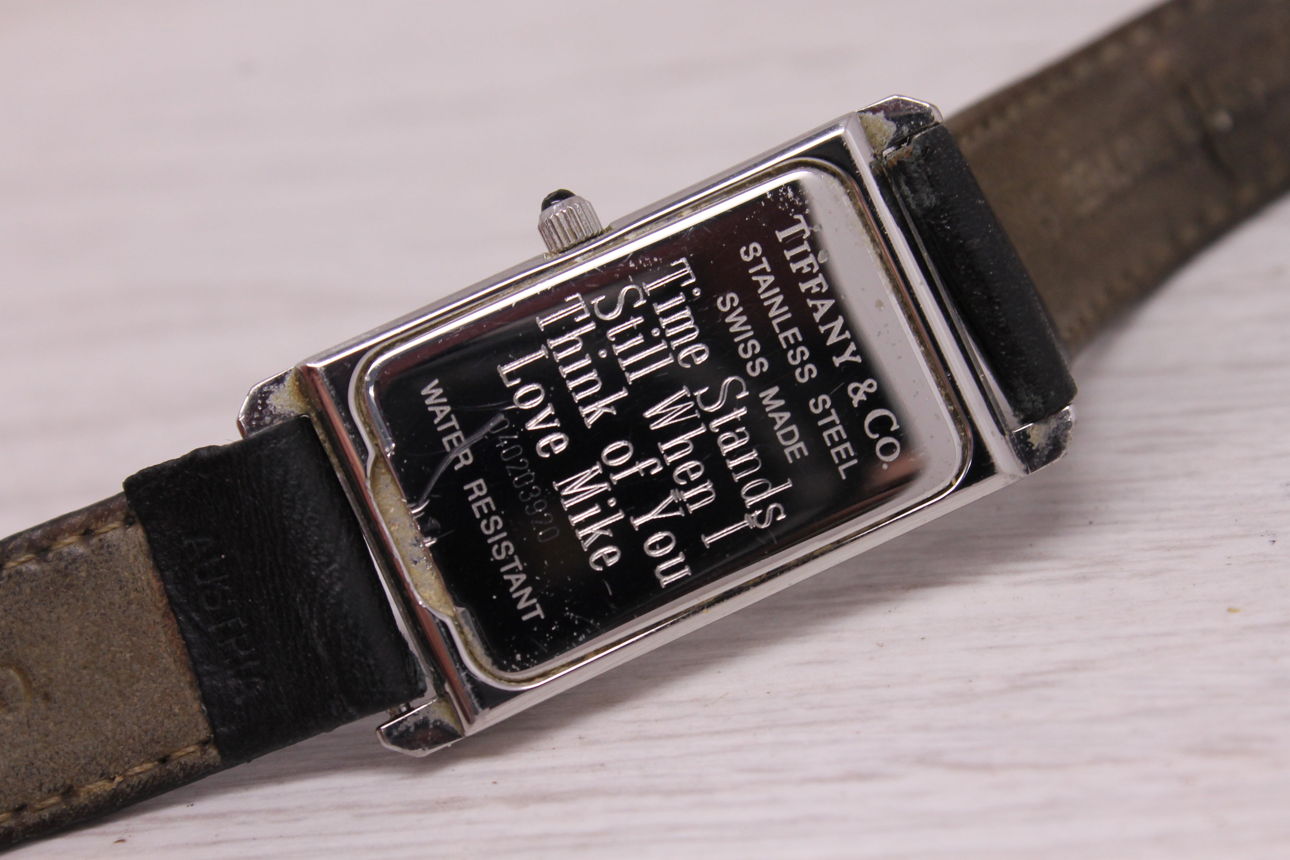 Vintage Tiffany & Co Ladies Tank Watch 20mm Steel Quartz Swiss Date 525.1027