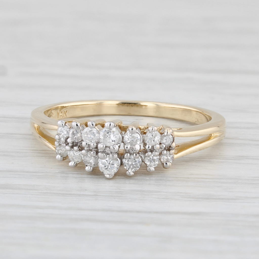 Light Gray 0.18ctw Tiered Diamond Pyramid Ring 14k Yellow Gold Size 6.25 Stackable