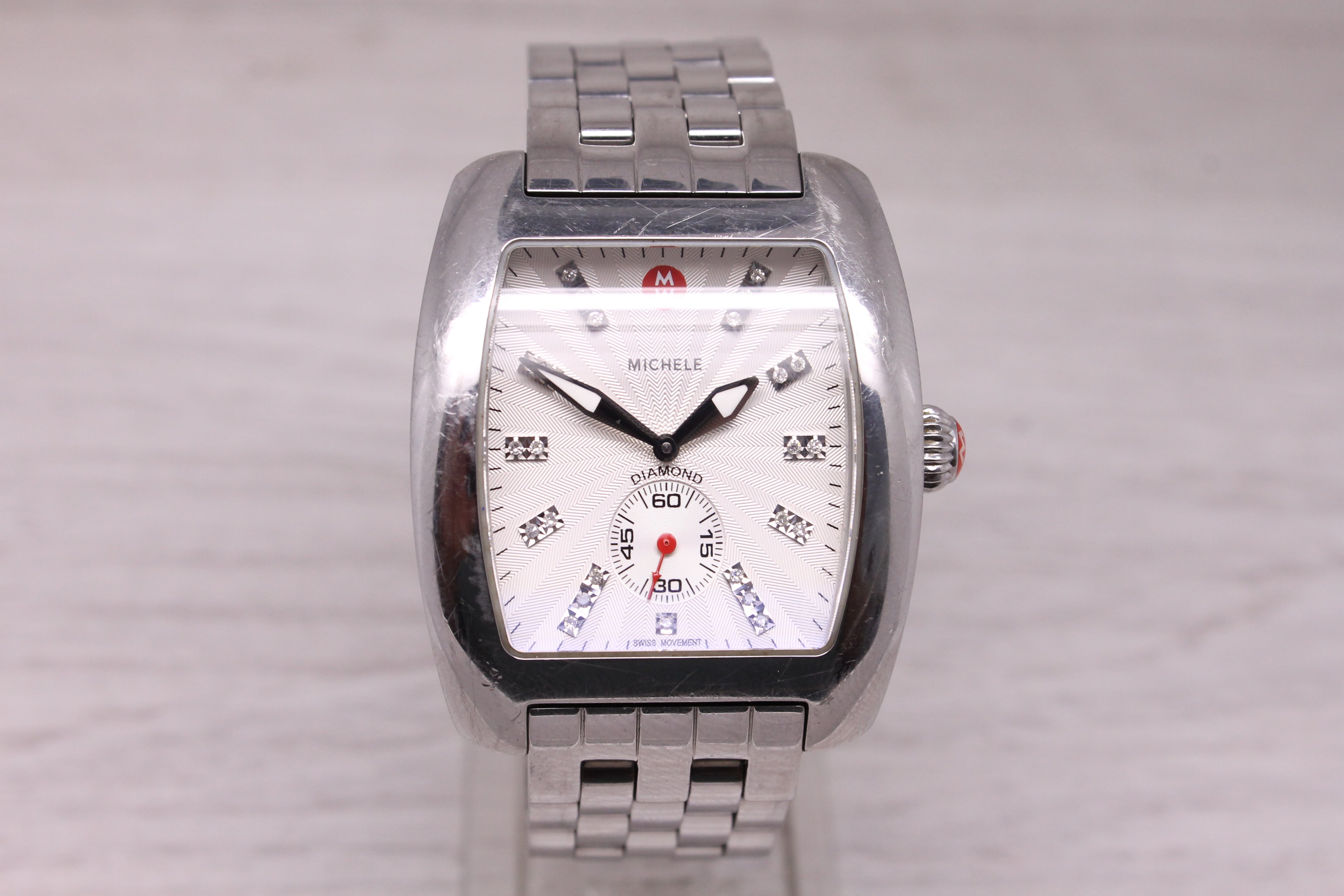 Michele Urban XL Diamond 37mm Stainless Steel Watch Quartz MW02T00A0942 Swiss