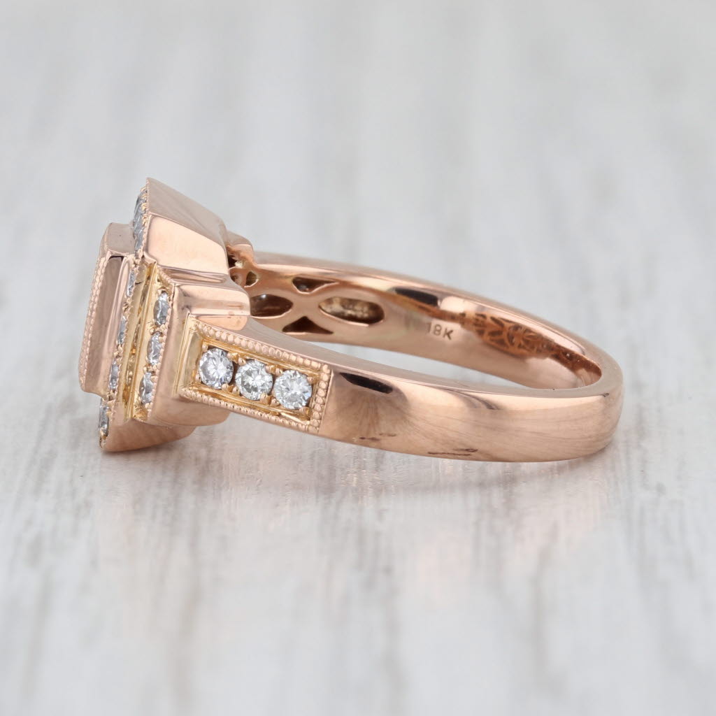 0.84ctw Diamond Halo Engagement Ring 18k Rose Gold Size 6.5-6.75