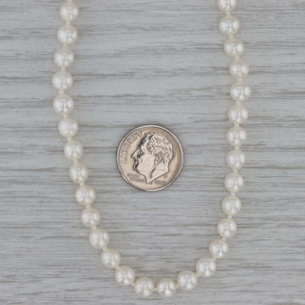 Dark Gray Freshwater Cultured Pearl Single Strand Necklace 14k Gold Clasp 18" 4.8-5.7mm