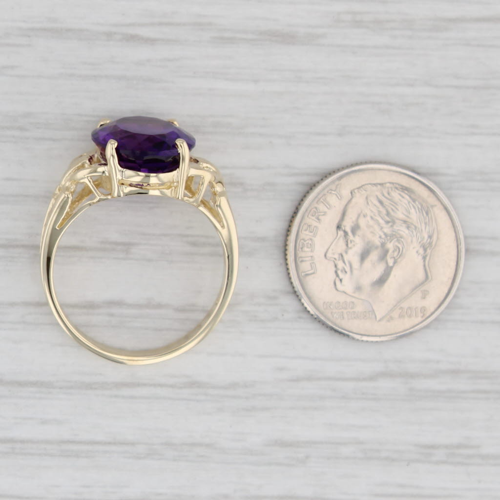 Light Gray 4.35ct Oval Amethyst Ring 14k Yellow Gold Size 6 February Birthstone