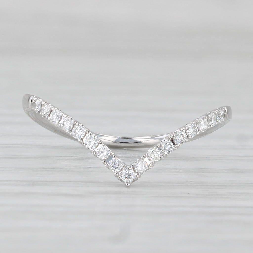 Light Gray New 0.19ctw Diamond Contoured V Wedding Band 14k Gold Stackable Anniversary Ring