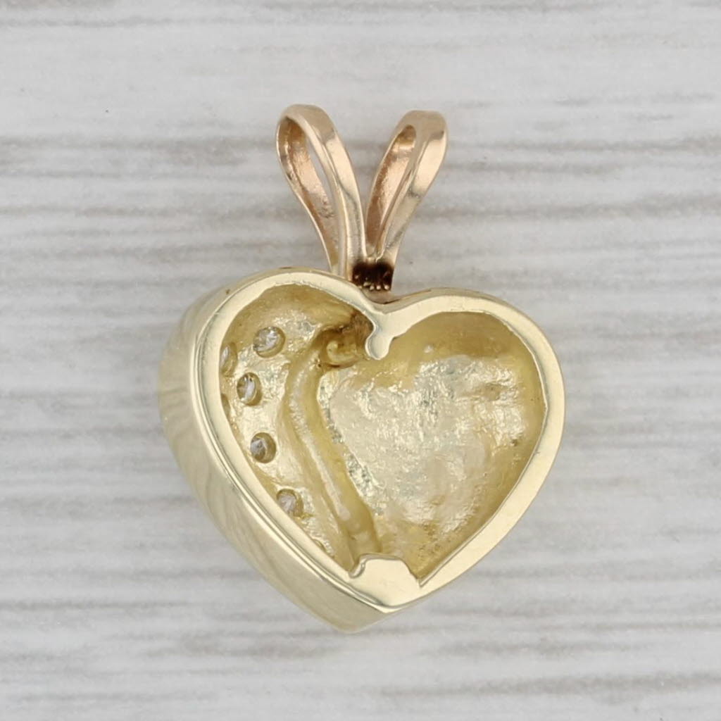 Gray 0.12ctw Diamond Puffy Heart Pendant 14k Yellow Gold Small Drop