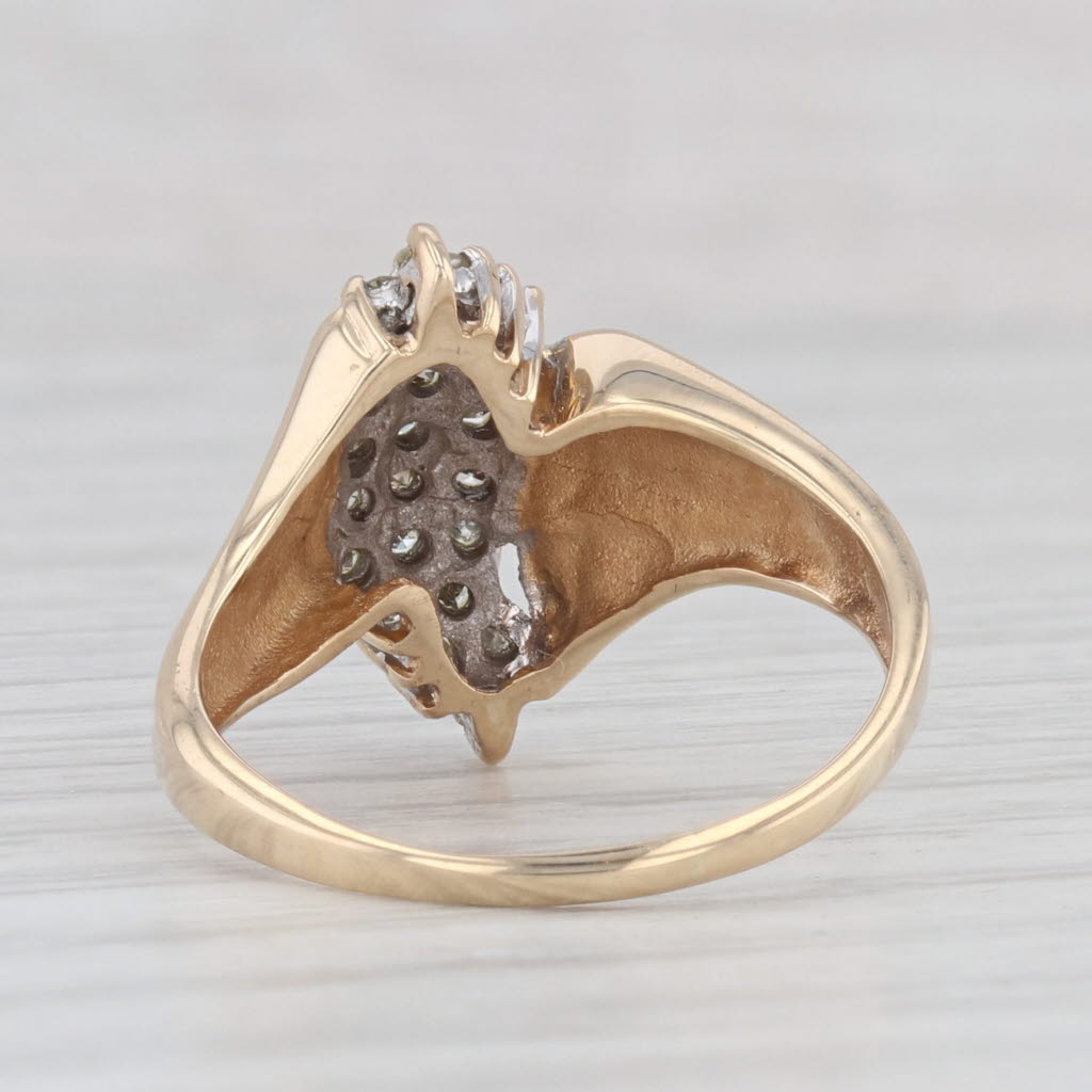 Light Gray 0.23ctw Diamond Cluster Bypass Ring 10k Yellow Gold Size 5.75