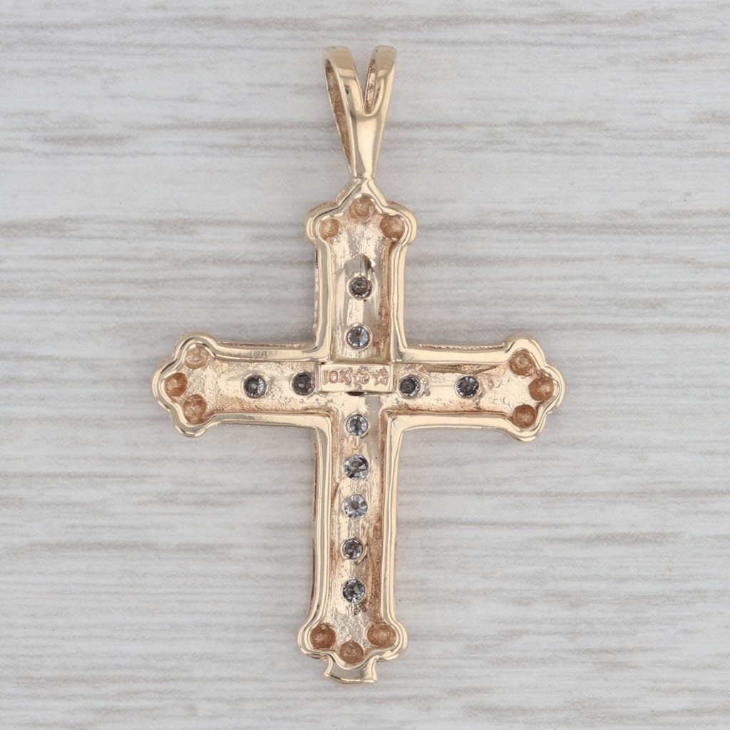 Gray 0.40ctw Diamond Cross Pendant 10k Yellow White Gold