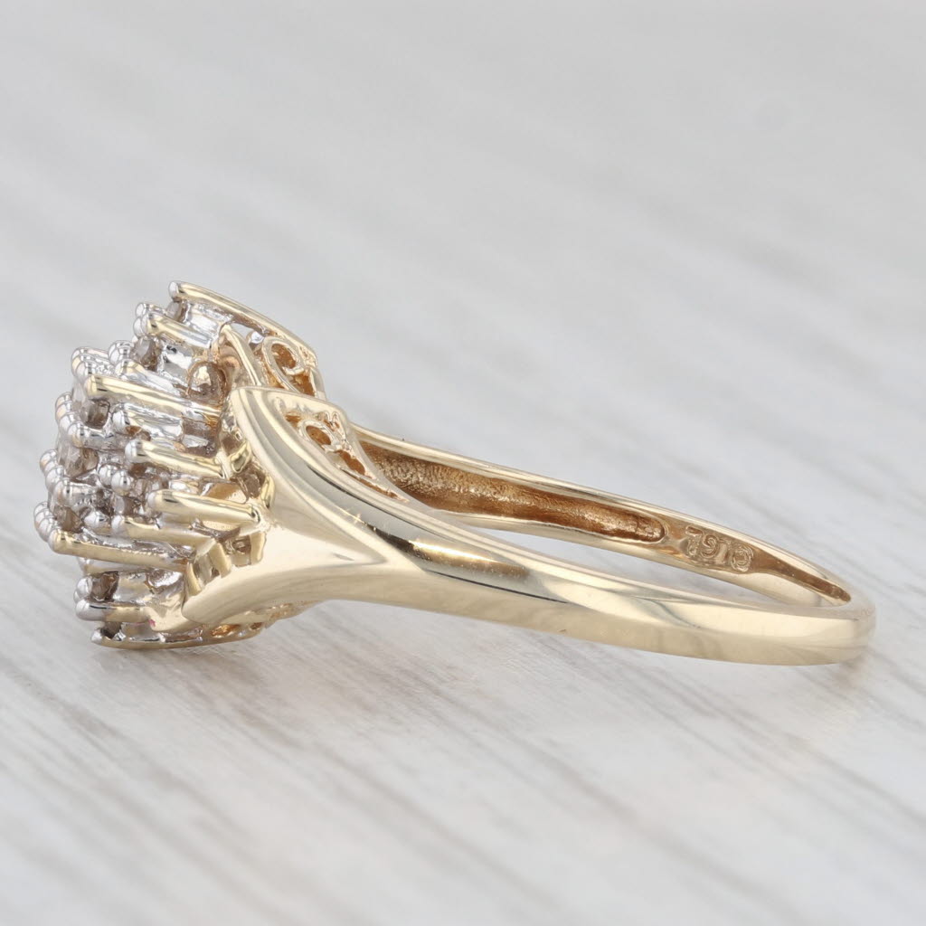 Light Gray 0.19ctw Diamond Cluster Ring 10k Yellow Gold Size 7.25