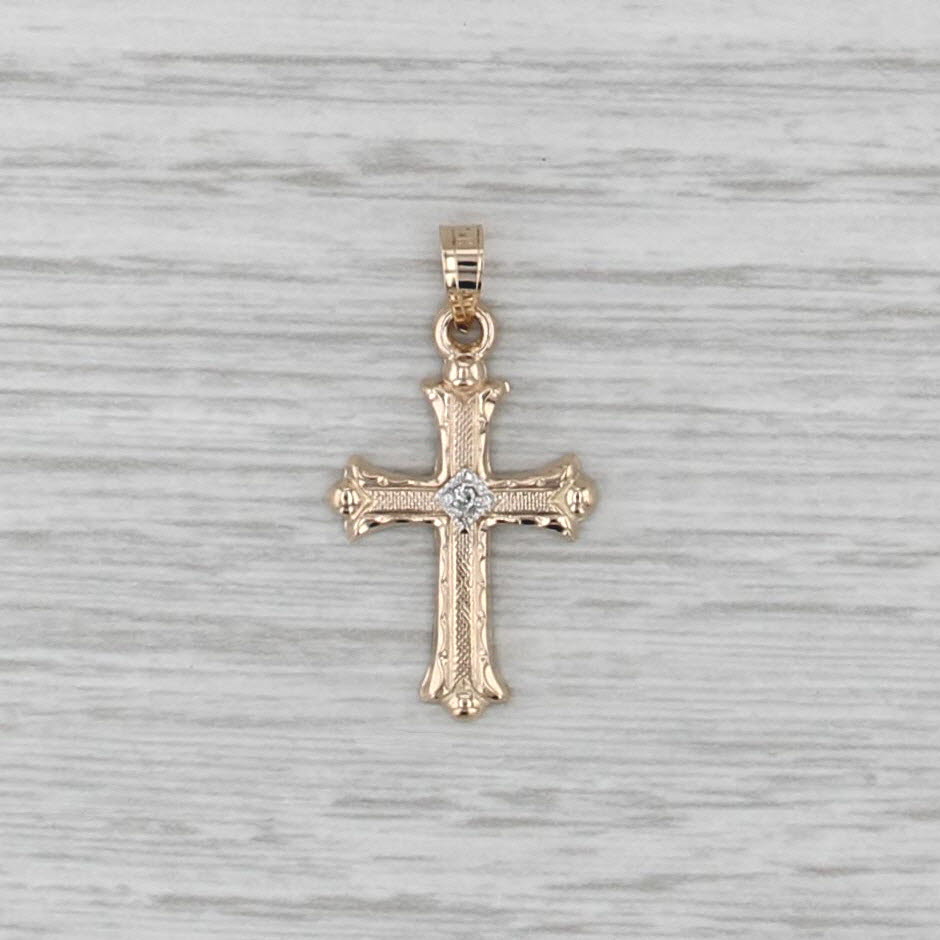 New Cross Pendant 14k Yellow Gold Diamond Accent