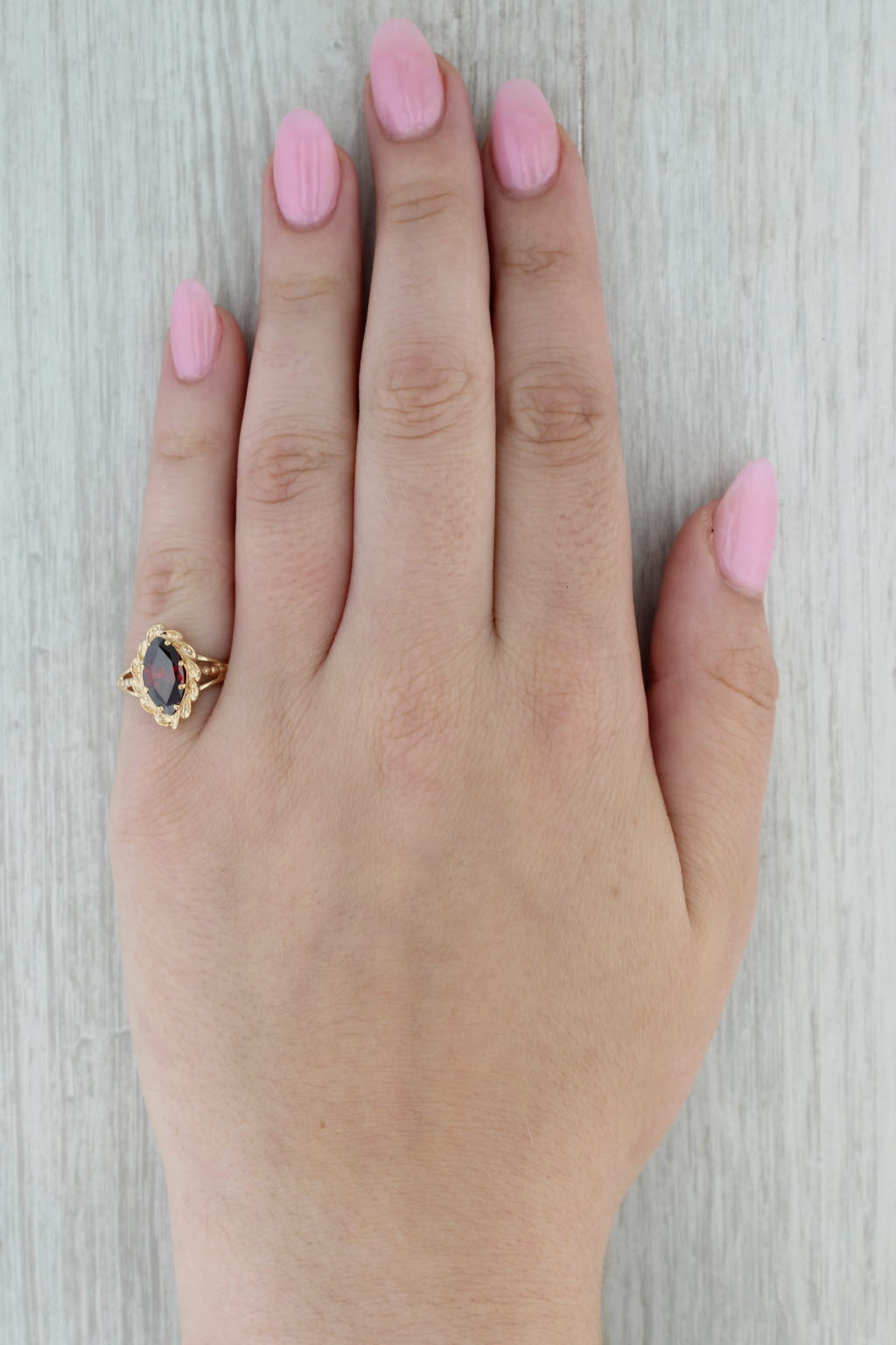 Dark Gray 2.80ct Lab Created Garnet Marquise Solitaire Ring 10k Yellow Gold Size 7