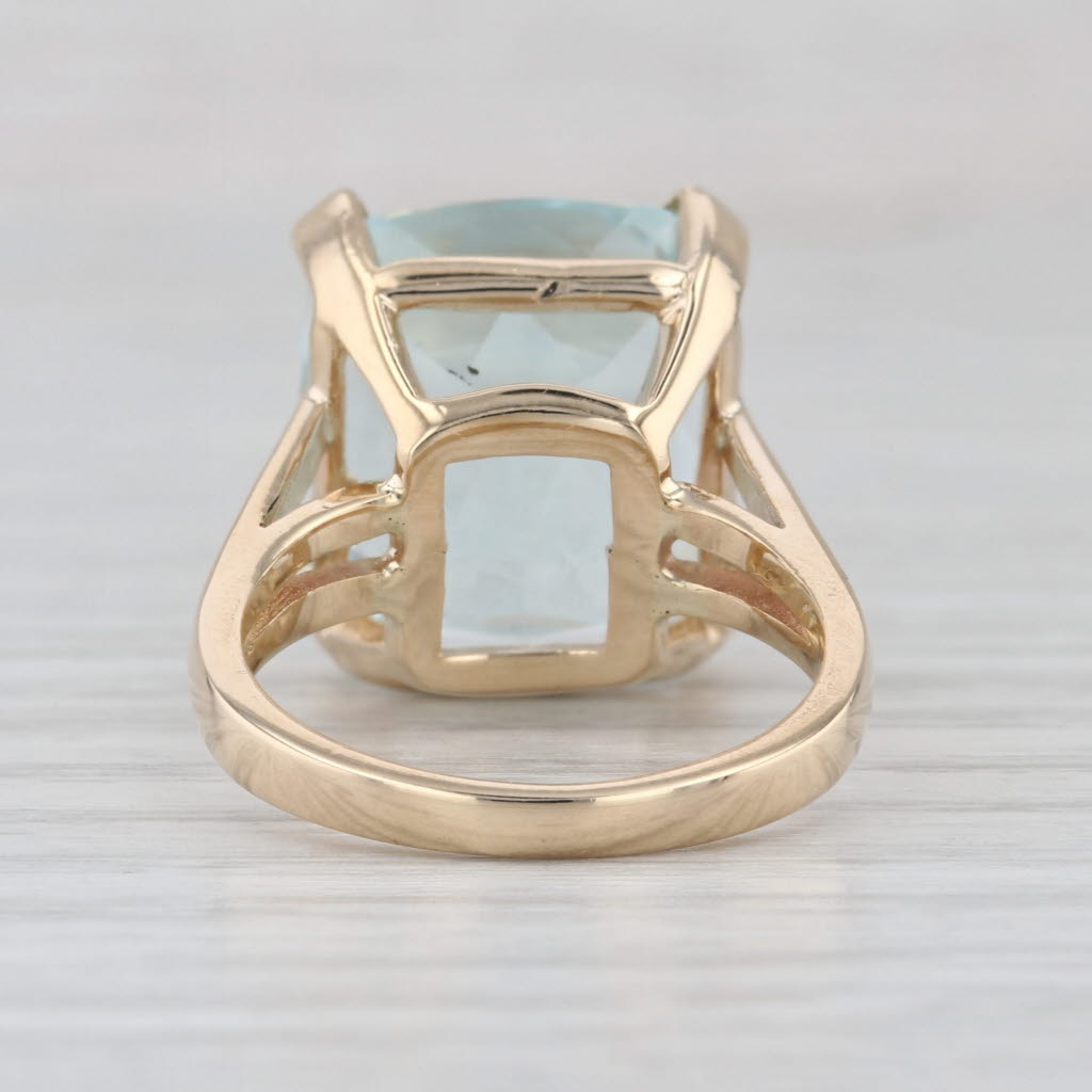 12.40ct Aquamarine Solitaire Ring 14k Yellow Gold Size 6.25 Cocktail