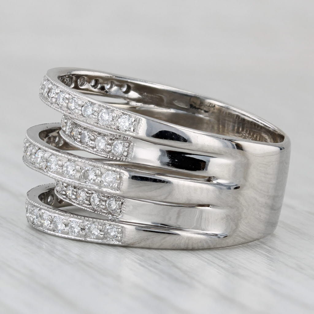 Gray 1.02ctw Diamond Multiband Ring 18k White Gold Size 8 Cocktail