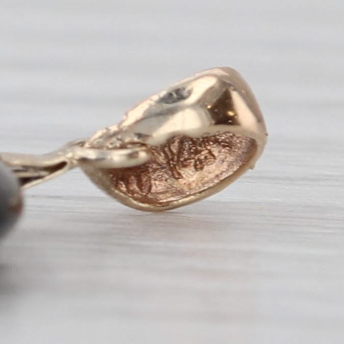 Onyx Hololith Good Luck Chinese Calligraphy Pendant 14k Yellow Gold