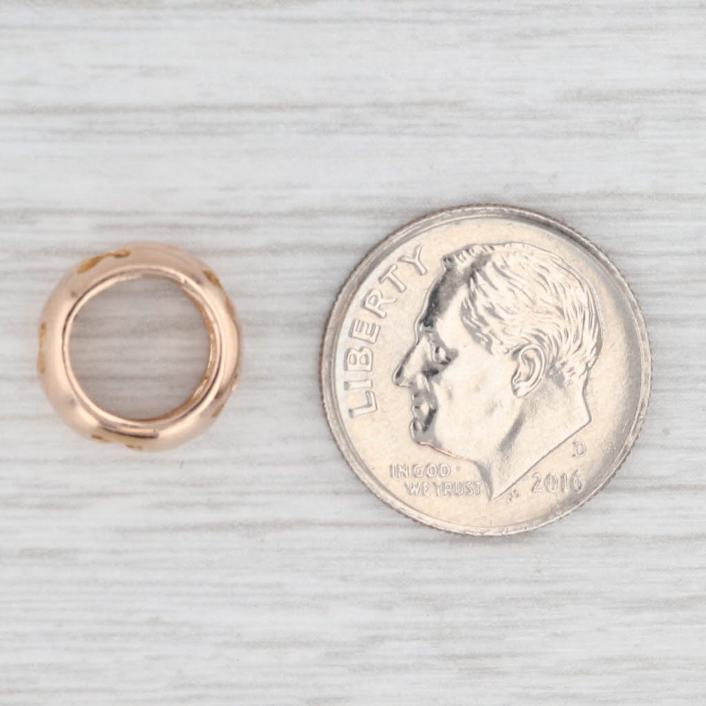 Light Gray New Heart Cutout Slide Bead Spacer Charm 14k Rose Gold