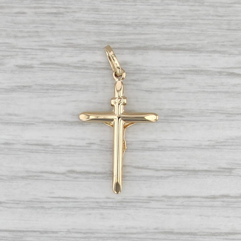 Crucifix Cross Pendant 18k Yellow Gold INRI Religious Jewelry