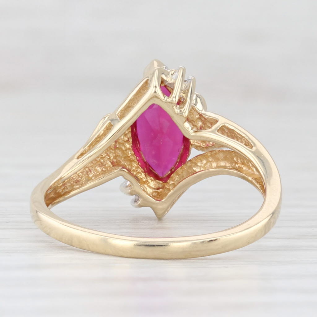 Light Gray 1.40ct Marquise Lab Created Ruby Diamond Ring 10k Yellow Gold Size 7