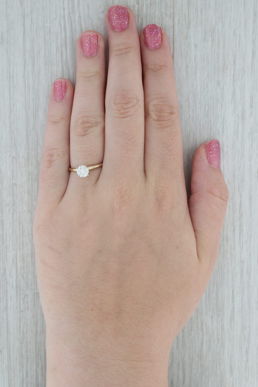 Dark Gray 0.85ctw Round Diamond Solitaire Enagement Ring 10k Yellow White Gold Size 8.5