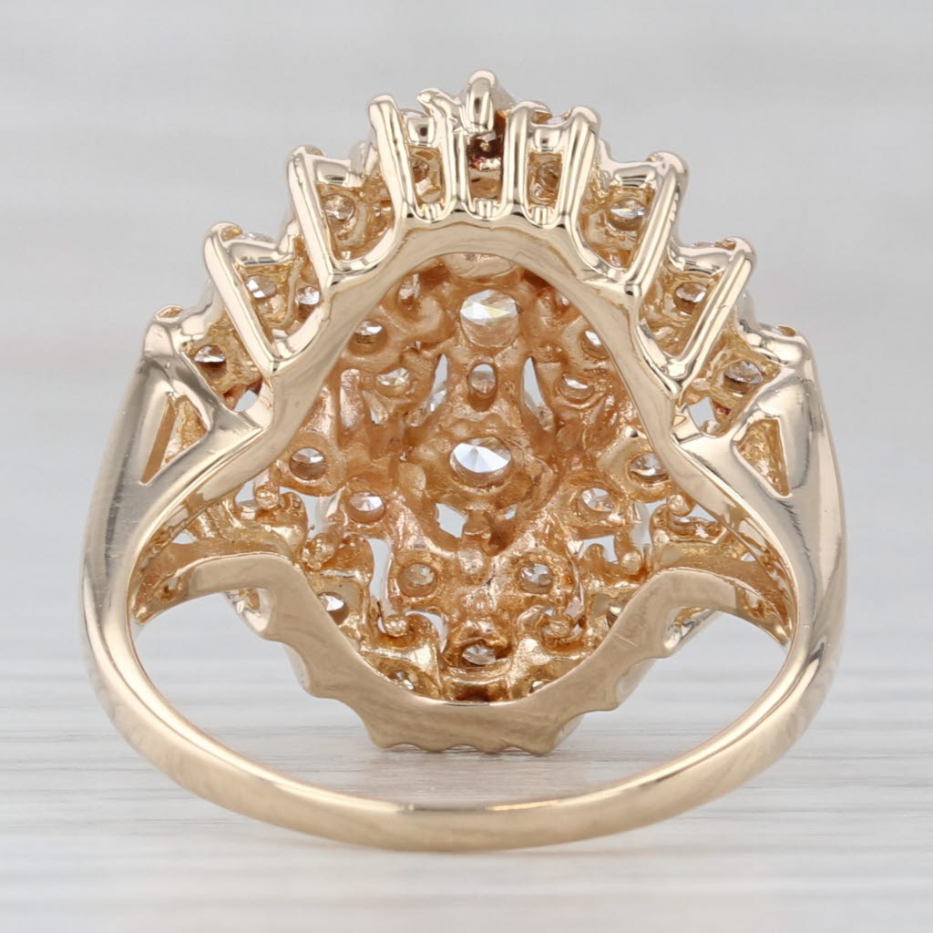 1.77ctw Diamond Cluster Ring 14k Yellow Gold Size 8 Cocktail
