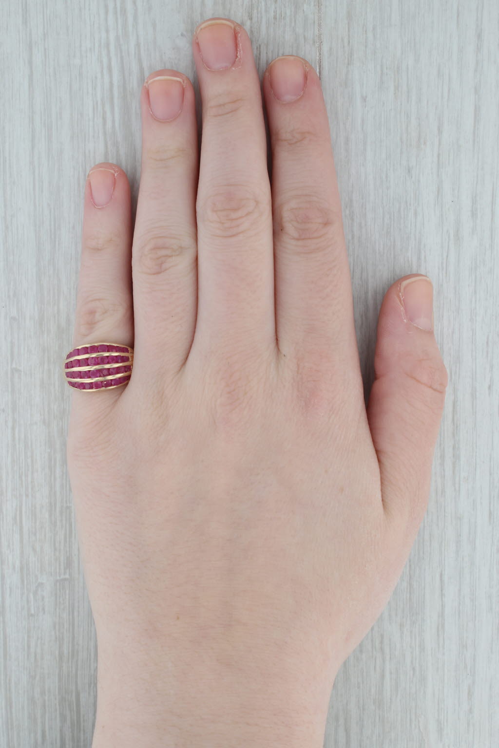 Gray 1.75ctw Ruby Cluster Ring 14k Yellow Gold Size 6