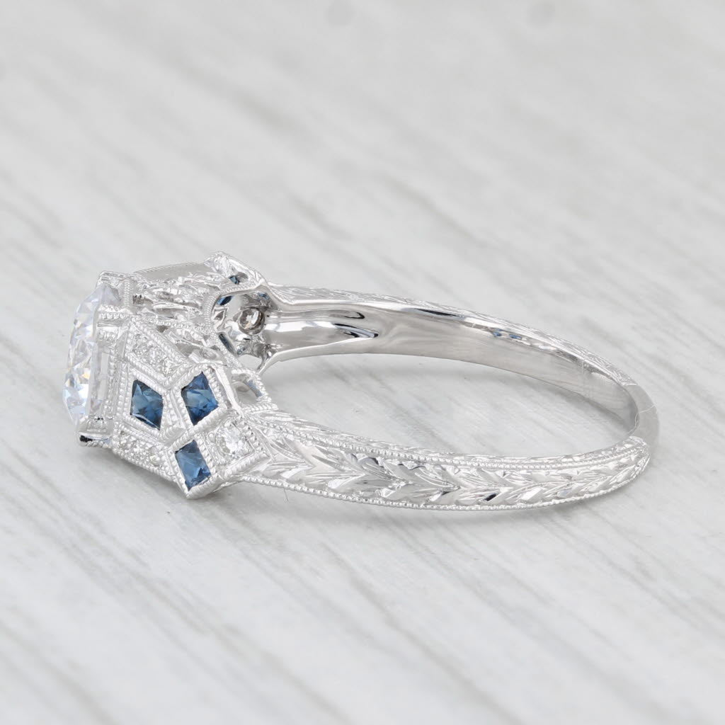 New Beverley K Sapphire Diamond Semi Mount Engagement Ring 18k Gold Size 6.5