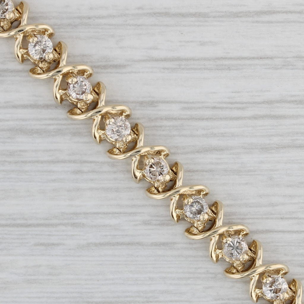Gray 2.50ctw Diamond Tennis Bracelet 14k Yellow Gold 7" 6.4mm XO Pattern