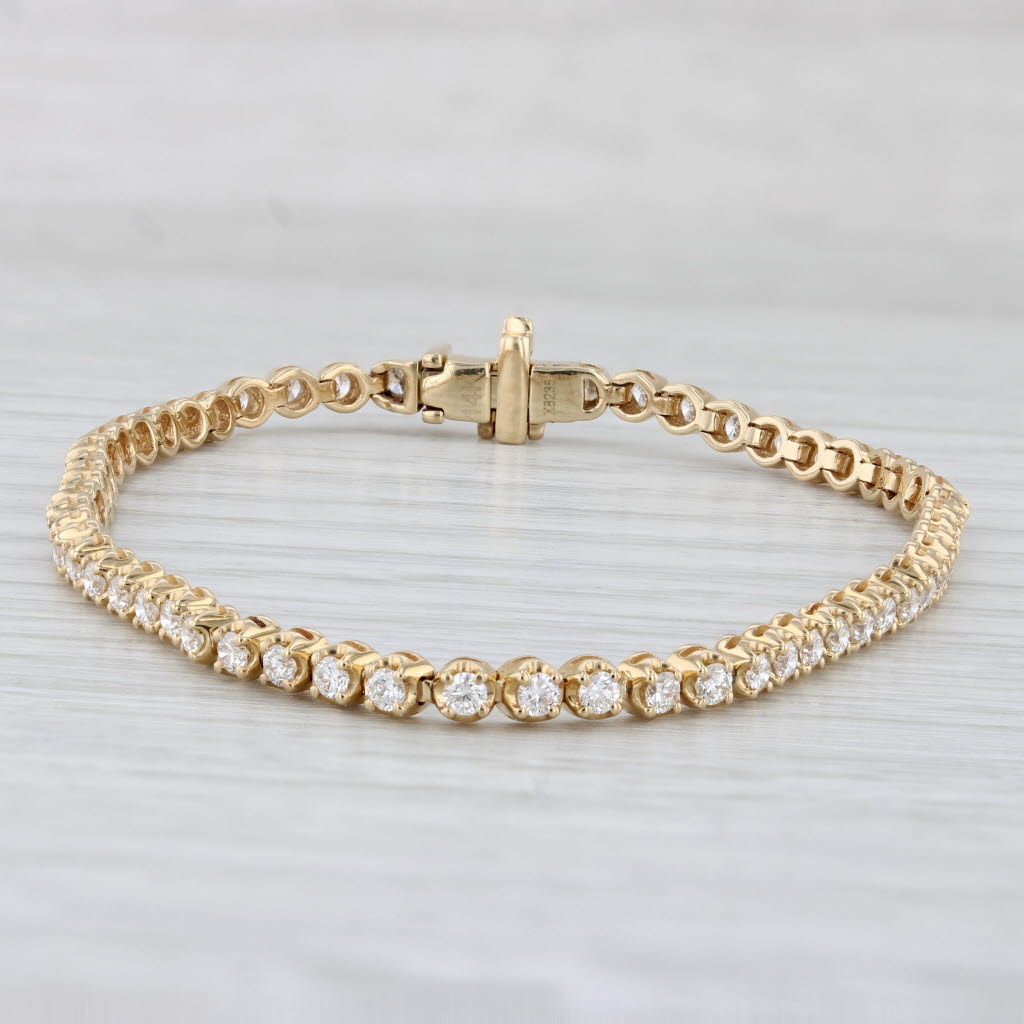 Light Gray New 1.82ctw Round Diamond Tennis Bracelet 14k Yellow Gold 6.75" 3mm