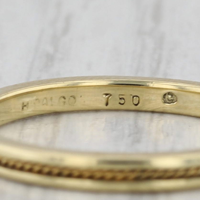 Hidalgo Rope Accented Ring 18k Yellow Gold Size 7.5 Stackable Wedding Band