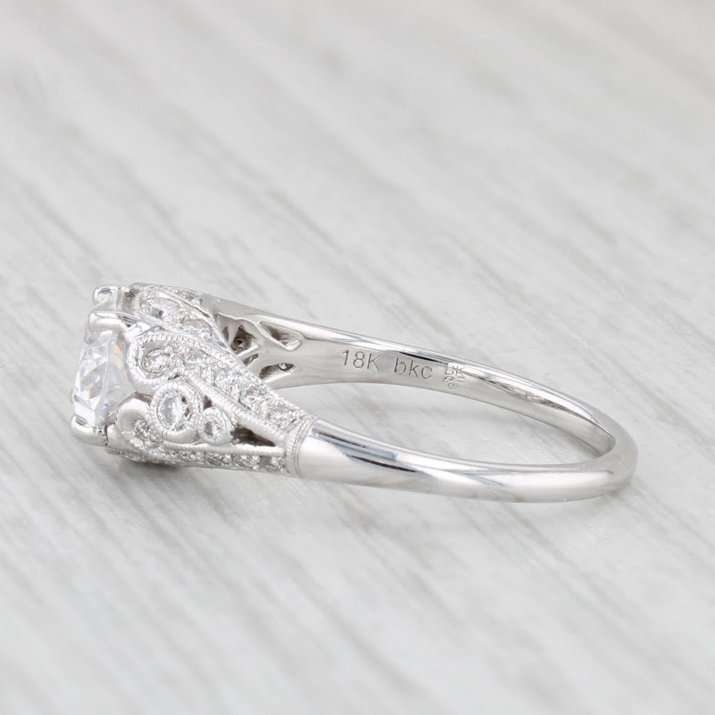 Light Gray New Beverley K Oval Semi Mount Engagement Ring 18k White Gold Diamond Size 6.75