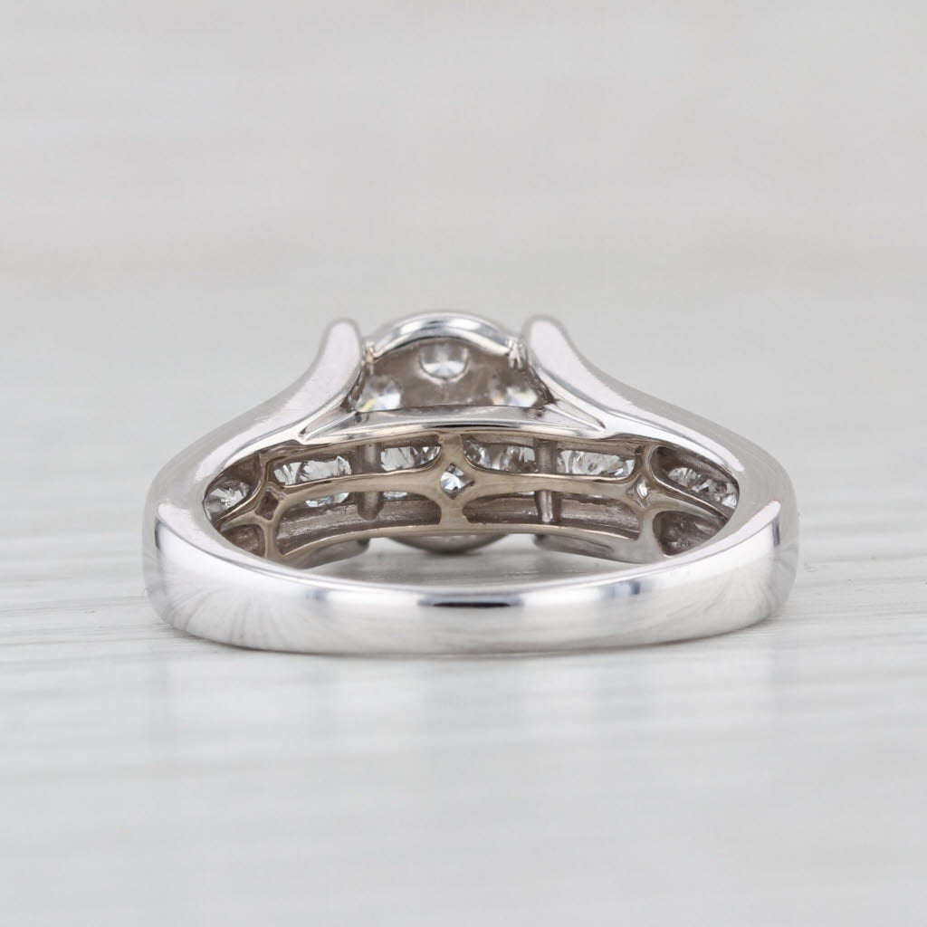 0.87ctw Diamond Cluster Engagement Ring 14k White Gold Size 6.75