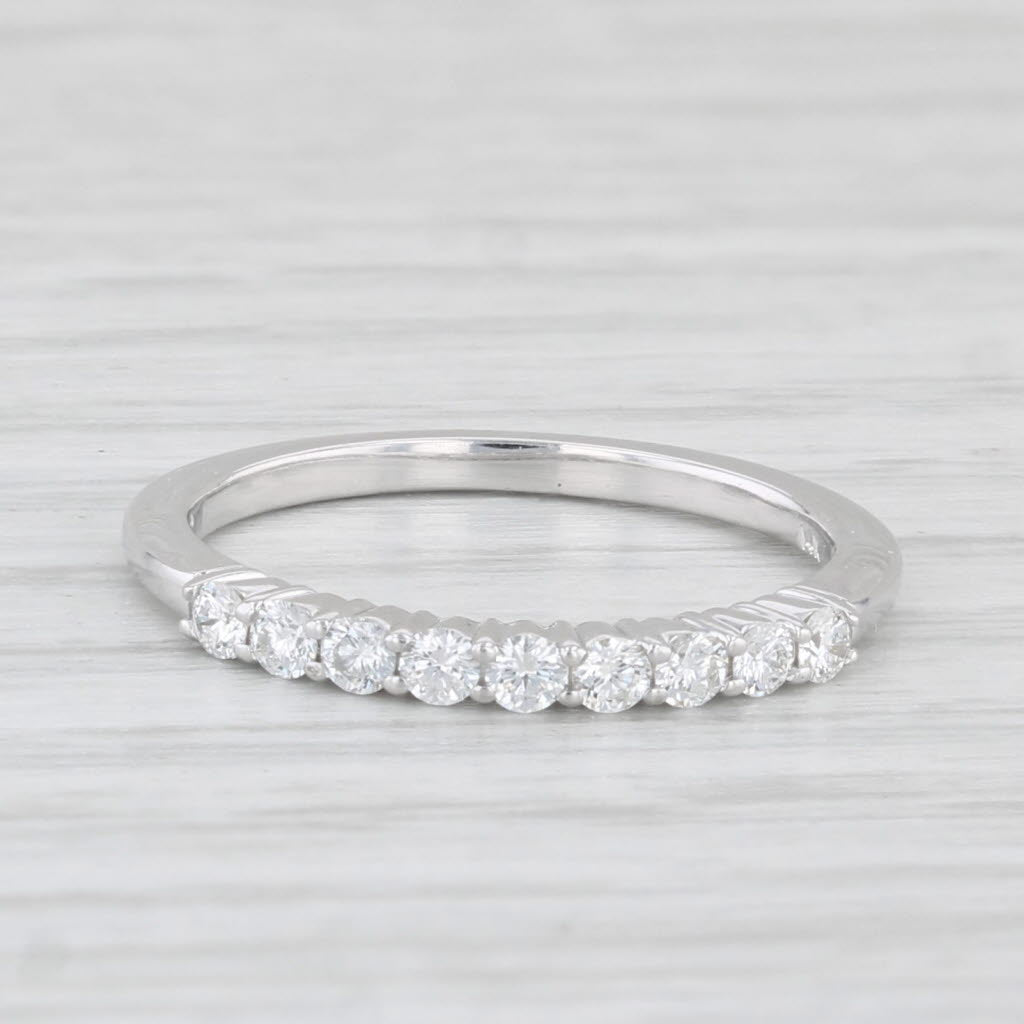 Light Gray 0.20ctw Diamond Wedding Band 14k White Gold Size 3.5 Stackable Ring