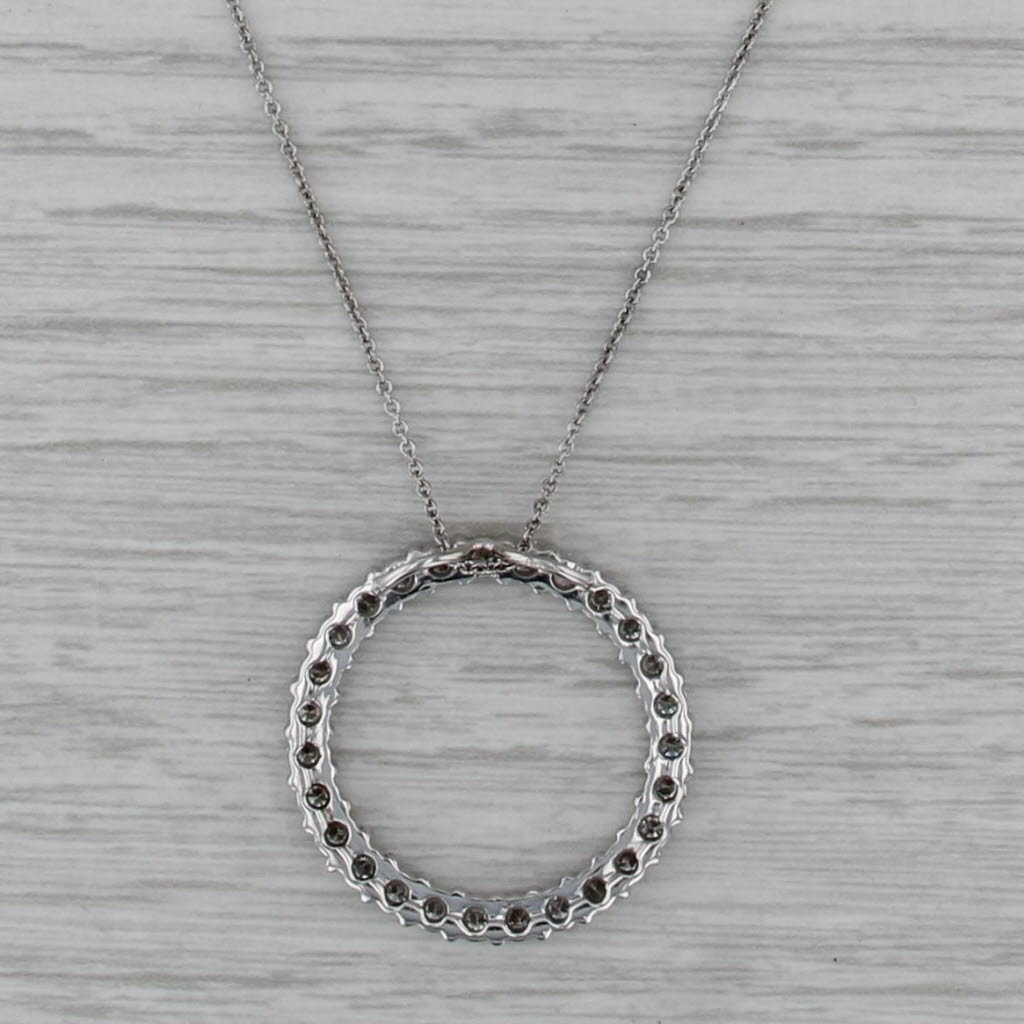 1.83ctw Diamond Eternity Circle Pendant Necklace 14k White Gold 18" Cable Chain