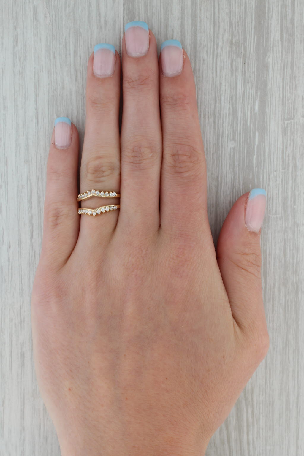 Rosy Brown 0.33ctw Diamond Ring Jacket Wrap 14k Yellow Gold Size 6.5 Guard Wedding Band