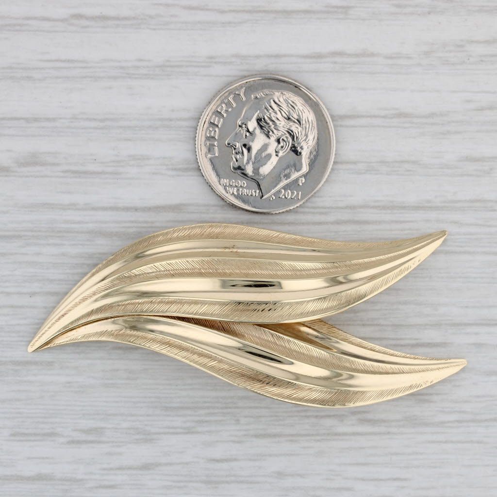 Gray Tiffany & Co Leaf Brooch 14k Yellow Gold Germany Floral Pin