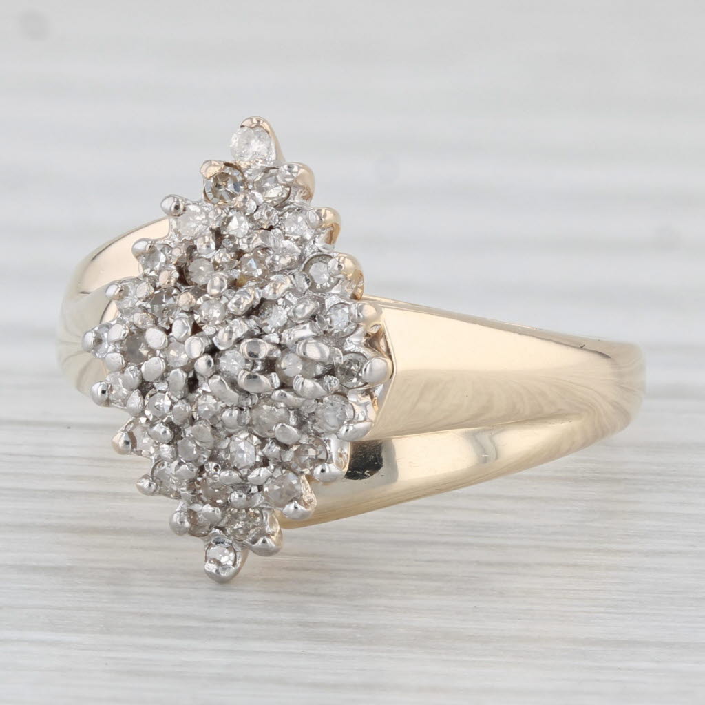 Light Gray 0.18ctw Diamond Cluster Ring 10k Yellow Gold Size 6.25