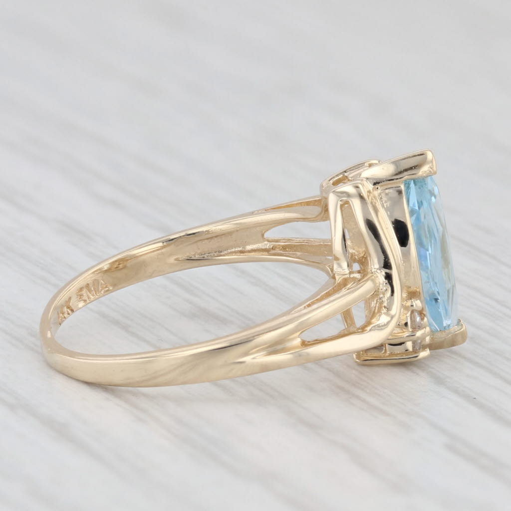 Light Gray 0.95ctw Marquise Topaz Diamond 14k Yellow Gold Bypass Size 5.25
