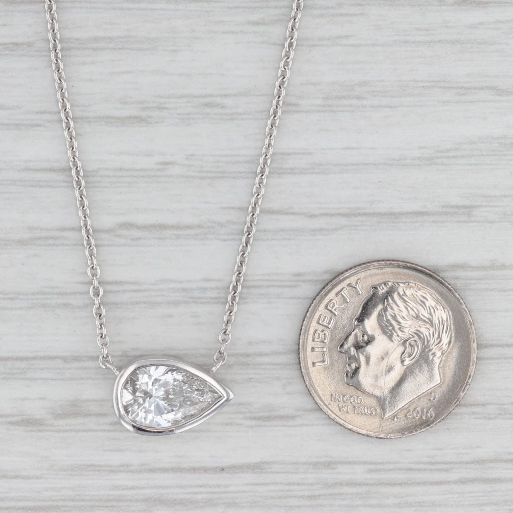 New Lab Grown Diamond Pendant Necklace 14k Gold 16" 18" 1.51ct Pear E VS1 IGI