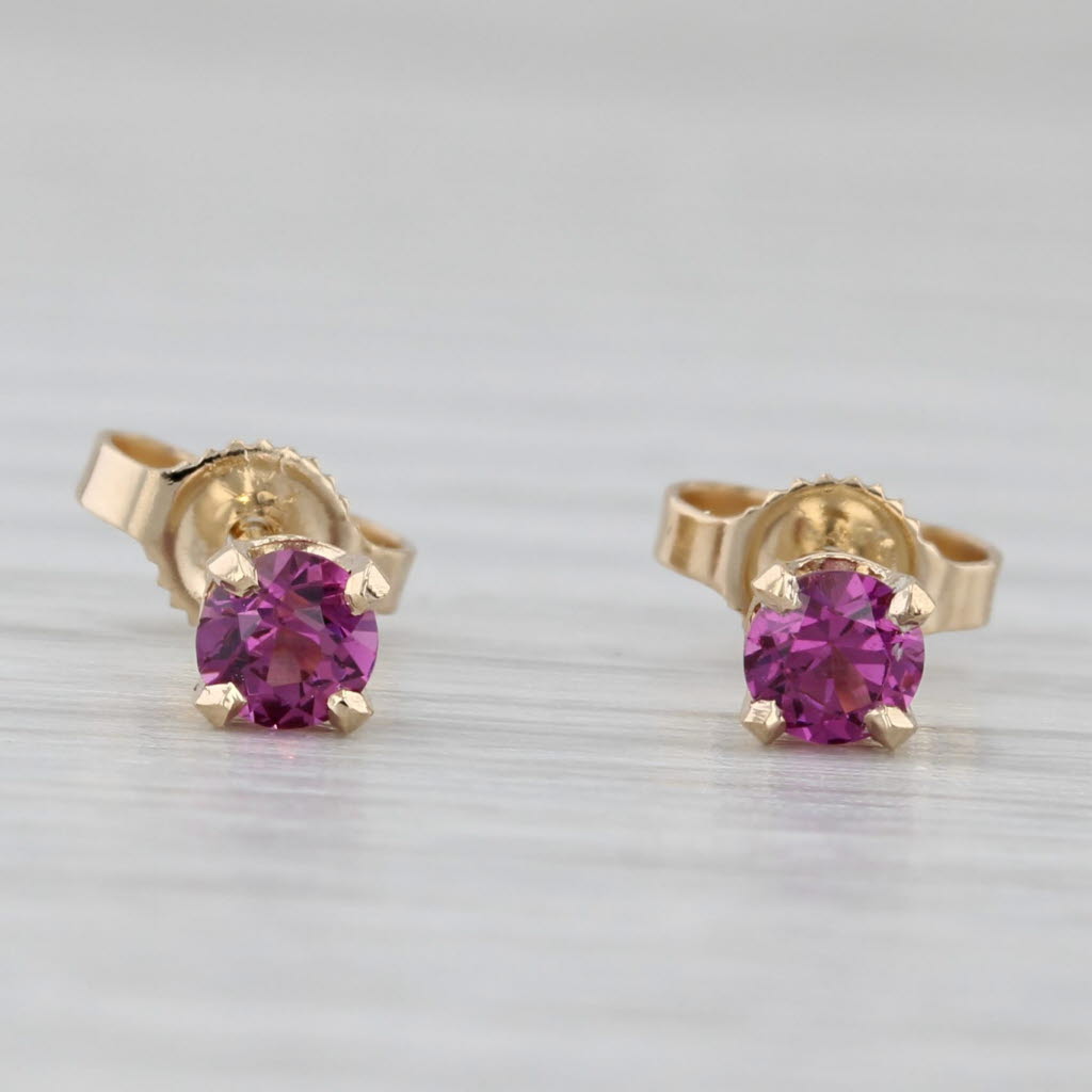 Gray 0.46ctw Garnet Round Solitaire Earrings 14k Yellow Gold