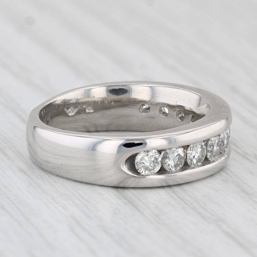 Light Gray 0.90ctw Diamond Wedding Band Platinum Stackable Anniversary Ring Size 7