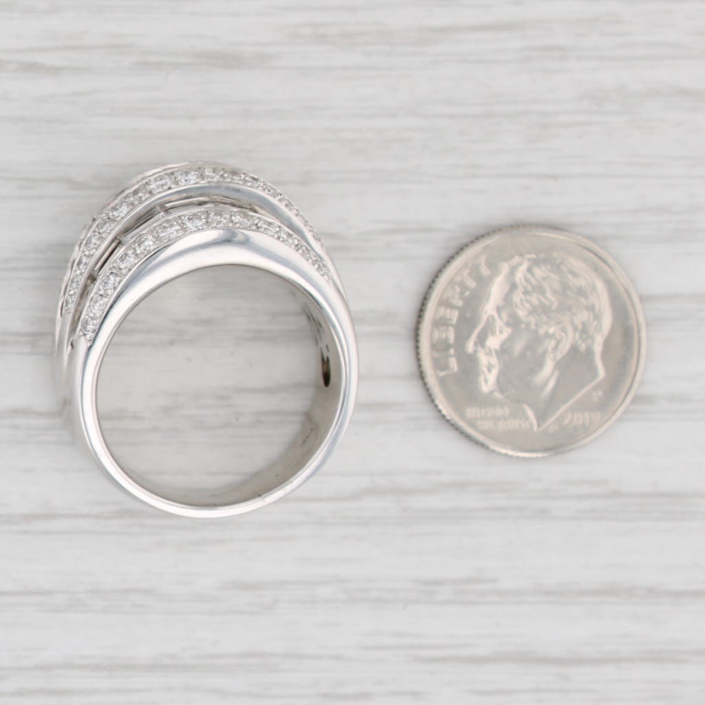 Light Gray 2.64ctw Diamond Band Ring 18k White Gold Size 8 Cocktail Multi-Band Design