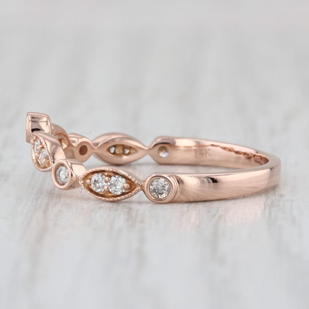 0.25ctw Contoured Diamond Ring 14k Rose Gold Stackable Wedding Band Guard Sz 8.5