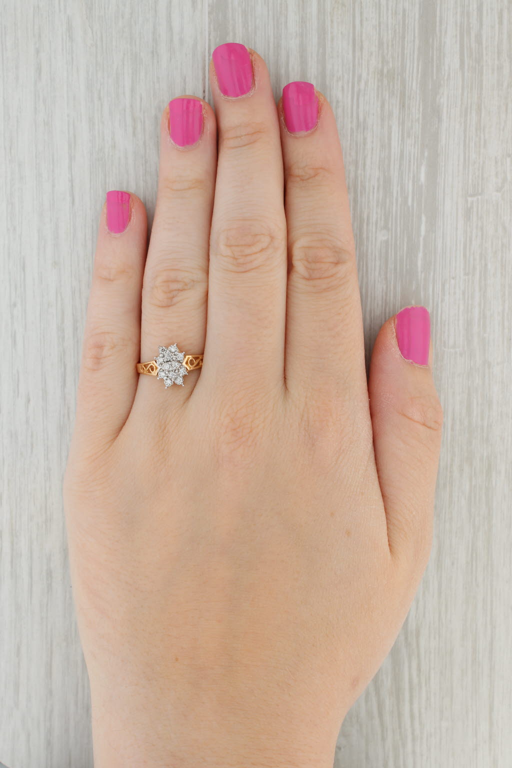 Gray 0.35ctw diamond Cluster Ring 14k Yellow Gold Size 9.5 Engagement