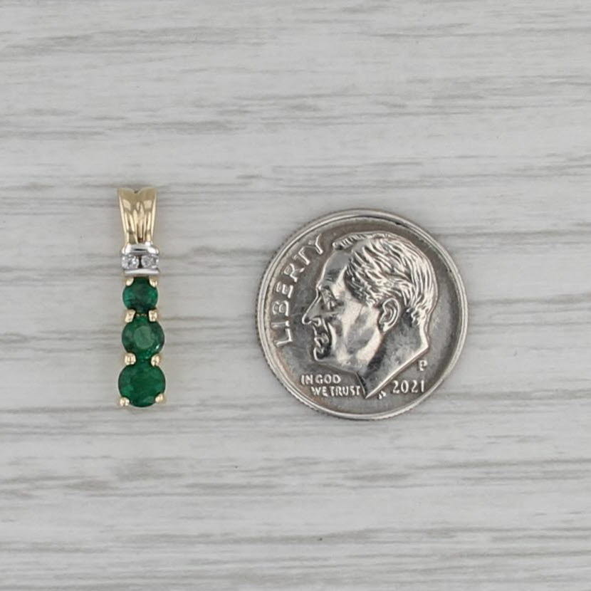 0.51ctw Diamond Emerald 3-Stone Journey Pendant 10k Yellow Gold