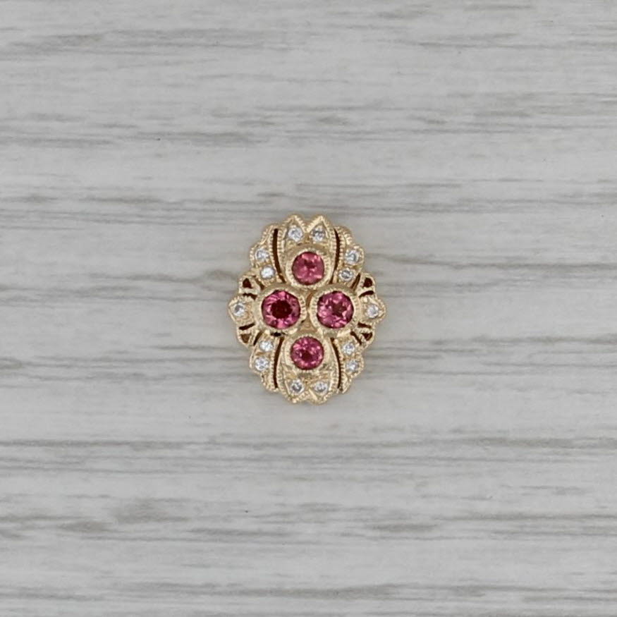 Joshua 0.45ctw Diamond Tourmaline Slide Bracelet Charm 14k Yellow Gold Vintage